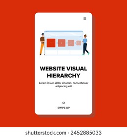 content website visual hierarchy vector. user experience, interface structure, organization flow content website visual hierarchy web flat cartoon illustration