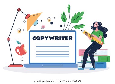 Content writer blog online business concept. Vector graphic design illustration