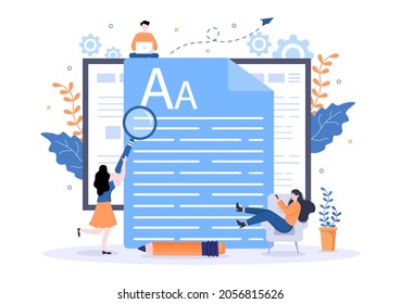 Content Writer or Journalist Background Vector Illustration For Copy Writing, Research, Development Idea and Novel or Book Script in Flat Style