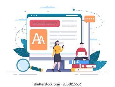 Content Writer or Journalist Background Vector Illustration For Copy Writing, Research, Development Idea and Novel or Book Script in Flat Style