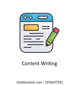 content writing Filled Outline Vector Icon Design illustration on White background. EPS 10 File