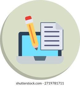 Ícone de Estilo de Círculo Plano de Redação de Conteúdo