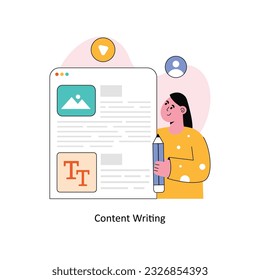 Ilustración del vector de diseño de estilo plano de escritura de contenido. Ilustración de acciones