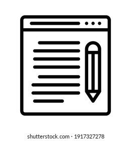 Icono de escritura de contenido. Vector de línea aislado en fondo blanco.