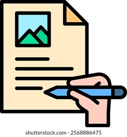 Content Writing Icon Lineal Color Vector Illustration