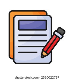 Content writing icon, a pencil with notepad, symbolizes creating engaging and informative digital content