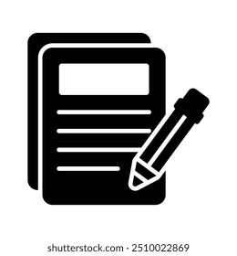 Das Symbol zum Schreiben von Inhalten, ein Bleistift mit Notizblock, symbolisiert die Erstellung einnehmender und informativer digitaler Inhalte