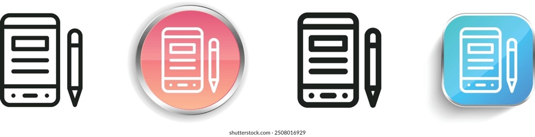 content writing icon. Thin Linear, Regular and Button Style Design Isolated On White Background