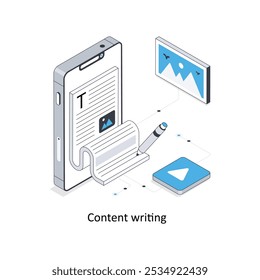 Ilustração de stock isométrica de gravação de conteúdo. EPS Ilustração do estoque de arquivos