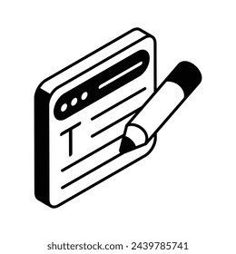 Content writing isometric vector design, blogging, article writing icon