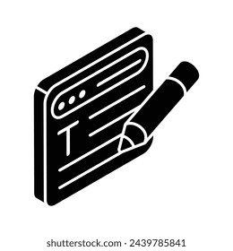 Diseño vectorial isométrico de escritura de contenido, blogs, icono de escritura de artículos
