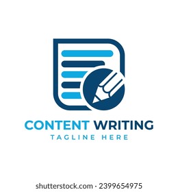 Content Writing Logo design concept with Documents paper and pencil publications