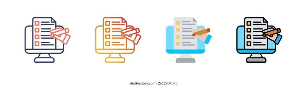 Content Writing Multistyle Icon Set Vector
