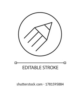 Content writing pixel perfect linear icon. Online workshop for journalist. Summary of story. Thin line customizable illustration. Contour symbol. Vector isolated outline drawing. Editable stroke