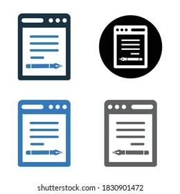 Diseño de iconos vectoriales de escritura de contenido