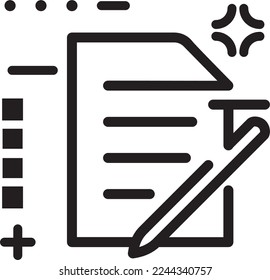 Content writing vector icon, paper, and pen illustration, useful for UI and UX design, EPS