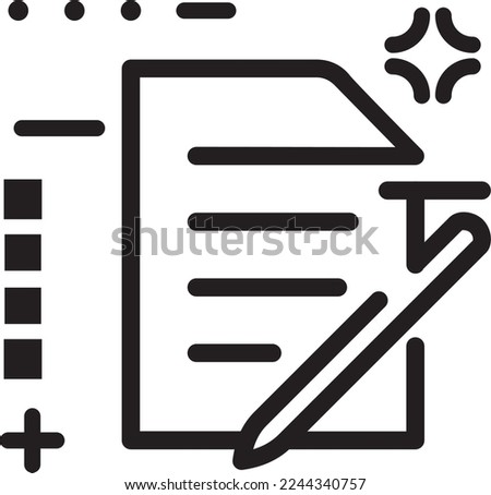Content writing vector icon, paper, and pen illustration, useful for UI and UX design, EPS