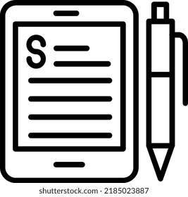 Diseño de iconos de línea de vector de escritura de contenido