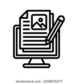 Content Writing Vector Lineal Icon on white background.