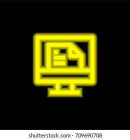 Content yellow glowing neon ui ux icon. Glowing sign logo vector