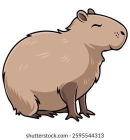 Contented Capybara isolated vector illustration on white background