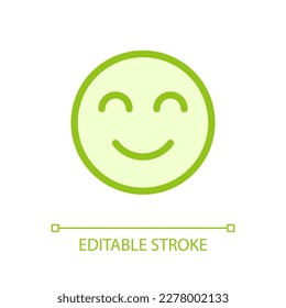 Contented emoji pixel perfect glassmorphism ui icon. Pleased and relaxed. Color filled line element with transparency. Vector pictogram in glass morphism style. Editable stroke. Arial font used
