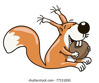 Contented, joyous protein smiling, chewing on a nuts