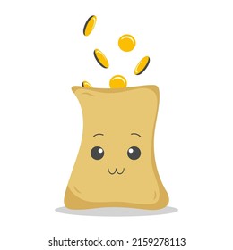A contented sack with coins falling into it
