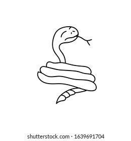 A contented snake. Outline illustration. Vector. Coloring.
