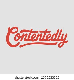 Contentedly script text typography valentine vector transparent background