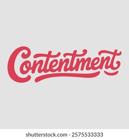 Contentment script text typography valentine vector  transparent background