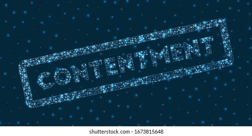 CONTENTMENT word in digital style. Glowing geometric CONTENTMENT badge. Neat vector illustration.