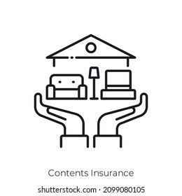 Contents Insurance icon. Outline style icon design isolated on white background