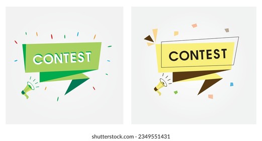 Contest BANNER with Megaphone. Loadspeaker. used for marketing and advertising , vector EPS 10