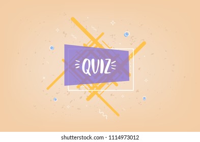 Contest card with geometric composition. Retro banner with handwritten text. Vector illustration.