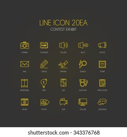 contest exhibit line icon set