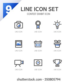 contest exhibit Line Icon set