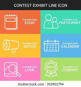 contest exhibit Line Icon Set 