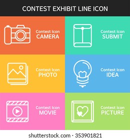 contest exhibit Line Icon Set