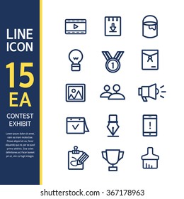 contest exhibit line icon set