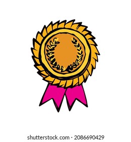 Medalla. Señal de icono de dibujo del vector