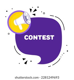 Contest. Flat, purple, contest banner. Vector illustration.