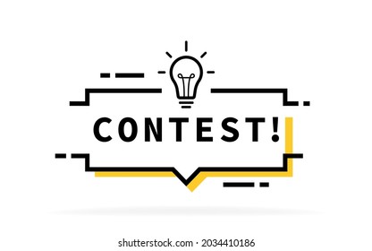 Contest geometric pixel message bubble with light bulb emblem. Banner design for business and advertising. Vector illustration.