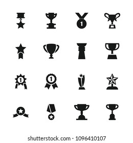 Contest icon. collection of 16 contest filled icons such as trophy, star trophy, number 1 medal. editable contest icons for web and mobile.