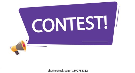 Contest Icon Message Notice Vector Concept Flat Cartoon, Megaphone With Loud Bubble Speech And Competition text Promotion Or Advertising Modern Design