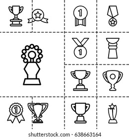 Contest Icon. Set Of 13 Outline Contesticons Such As Trophy, Number 1 Medal