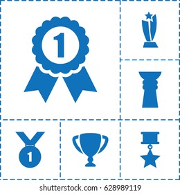 Contest icon. set of 6 contest filled icons such as trophy, number 1 medal