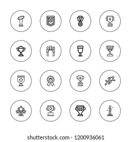Contest icon set. collection of 16 outline contest icons with competition, goblet, medal, rivalry icons.