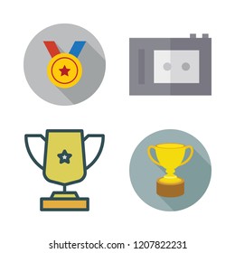 contest icon set. vector set about trophy, recorder and medal icons set.