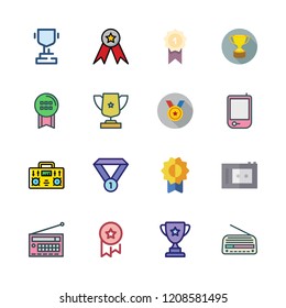 contest icon set. vector set about award, recorder, medal and radio icons set.